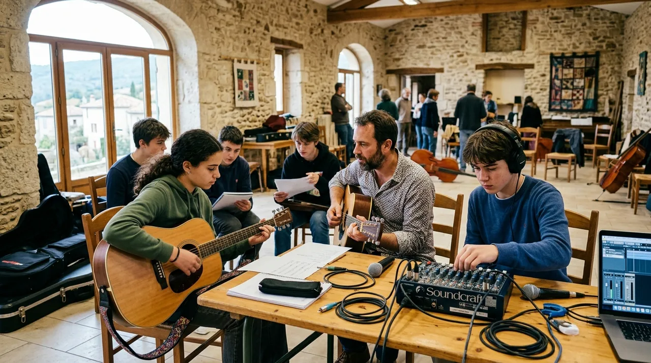 Répétition collective et travail d'acoustique en atelier